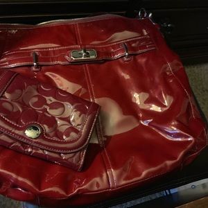 Coach purse and wallet red great shape